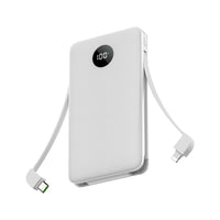HKM-741651 Fast Charging Two-Wire Power Bank with Digital Display - Available in White, Black, Orange