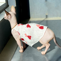 HKM-7416893 Red Peach Heart Skirt Dress for Cats - Stylish Cotton Pet Apparel