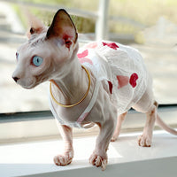 HKM-7416893 Red Peach Heart Skirt Dress for Cats - Stylish Cotton Pet Apparel