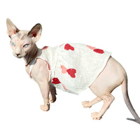 HKM-7416893 Red Peach Heart Skirt Dress for Cats - Stylish Cotton Pet Apparel