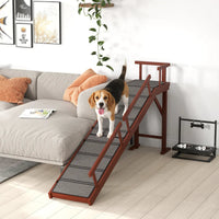 HKM-7417789 Wooden Pet Ramp with Removable Guardrails and Non-Slip Surface for Easy Access to Furniture
