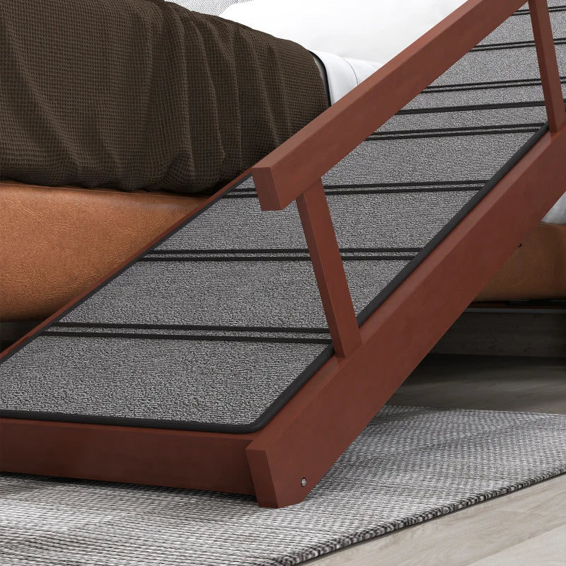 HKM-7417789 Wooden Pet Ramp with Removable Guardrails and Non-Slip Surface for Easy Access to Furniture