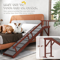 HKM-7417789 Wooden Pet Ramp with Removable Guardrails and Non-Slip Surface for Easy Access to Furniture