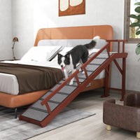 HKM-7417789 Wooden Pet Ramp with Removable Guardrails and Non-Slip Surface for Easy Access to Furniture