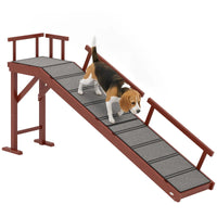 HKM-7417789 Wooden Pet Ramp with Removable Guardrails and Non-Slip Surface for Easy Access to Furniture