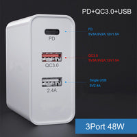 HKM-741971 Multi-Port Fast Charge Mobile Phone Charger - USB, PD, and QC Compatible Charging Head in Black & White