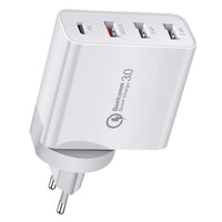 HKM-741971 Multi-Port Fast Charge Mobile Phone Charger - USB, PD, and QC Compatible Charging Head in Black & White