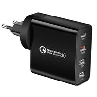 HKM-741971 Multi-Port Fast Charge Mobile Phone Charger - USB, PD, and QC Compatible Charging Head in Black & White