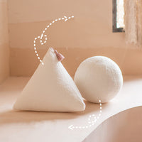 HKM-742099 Nordic Style Triangle White Ball Plush Pillow Cushion for Bedside and Sofa Decor