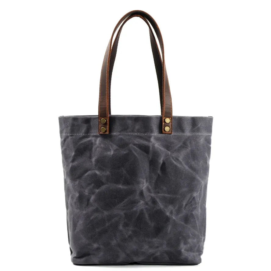 HKM-742163 Waterproof Waxed Canvas Women's Shoulder Handbag with Large Capacity and Retro Style
