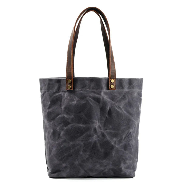 HKM-742163 Waterproof Waxed Canvas Women's Shoulder Handbag with Large Capacity and Retro Style