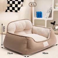 HKM-7422141 Cozy Plush Washable Pet Bed for Medium to Extra-Large Dogs - Fluffy Indoor Sofa Kennel