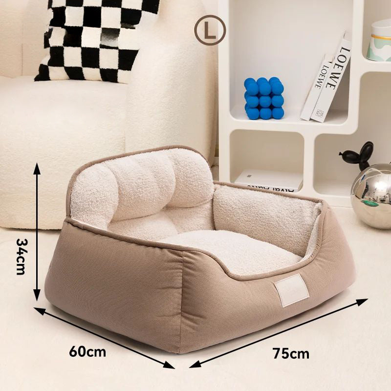 HKM-7422141 Cozy Plush Washable Pet Bed for Medium to Extra-Large Dogs - Fluffy Indoor Sofa Kennel