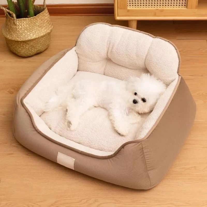 HKM-7422141 Cozy Plush Washable Pet Bed for Medium to Extra-Large Dogs - Fluffy Indoor Sofa Kennel