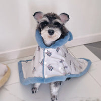 HKM-7422653 Warm Dehaired Angora Printed Cloak and Blanket for Pets - Sizes S, M, L Available in Beige Bear and Blue Cow