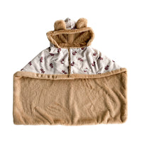 HKM-7422653 Warm Dehaired Angora Printed Cloak and Blanket for Pets - Sizes S, M, L Available in Beige Bear and Blue Cow