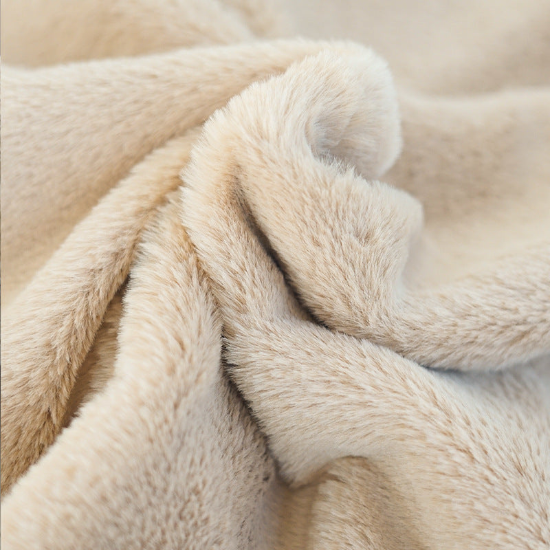 HKM-7422653 Warm Dehaired Angora Printed Cloak and Blanket for Pets - Sizes S, M, L Available in Beige Bear and Blue Cow