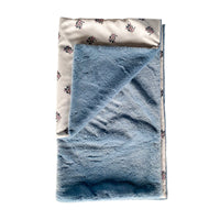 HKM-7422653 Warm Dehaired Angora Printed Cloak and Blanket for Pets - Sizes S, M, L Available in Beige Bear and Blue Cow