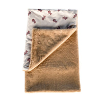 HKM-7422653 Warm Dehaired Angora Printed Cloak and Blanket for Pets - Sizes S, M, L Available in Beige Bear and Blue Cow