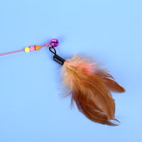 HKM-7422909 Stainless Steel Cat Teasing Stick with Feather and Bell Toys