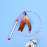 HKM-7422909 Stainless Steel Cat Teasing Stick with Feather and Bell Toys