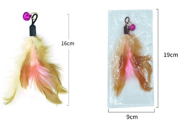 HKM-7422909 Stainless Steel Cat Teasing Stick with Feather and Bell Toys