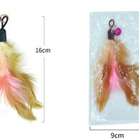 HKM-7422909 Stainless Steel Cat Teasing Stick with Feather and Bell Toys