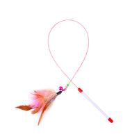 HKM-7422909 Stainless Steel Cat Teasing Stick with Feather and Bell Toys