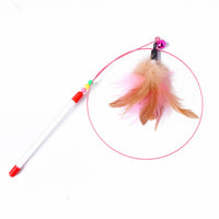 HKM-7422909 Stainless Steel Cat Teasing Stick with Feather and Bell Toys