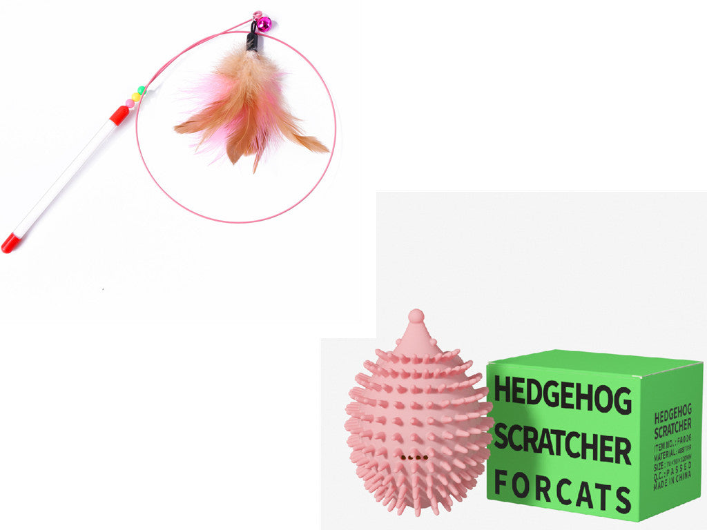 HKM-7422909 Stainless Steel Cat Teasing Stick with Feather and Bell Toys