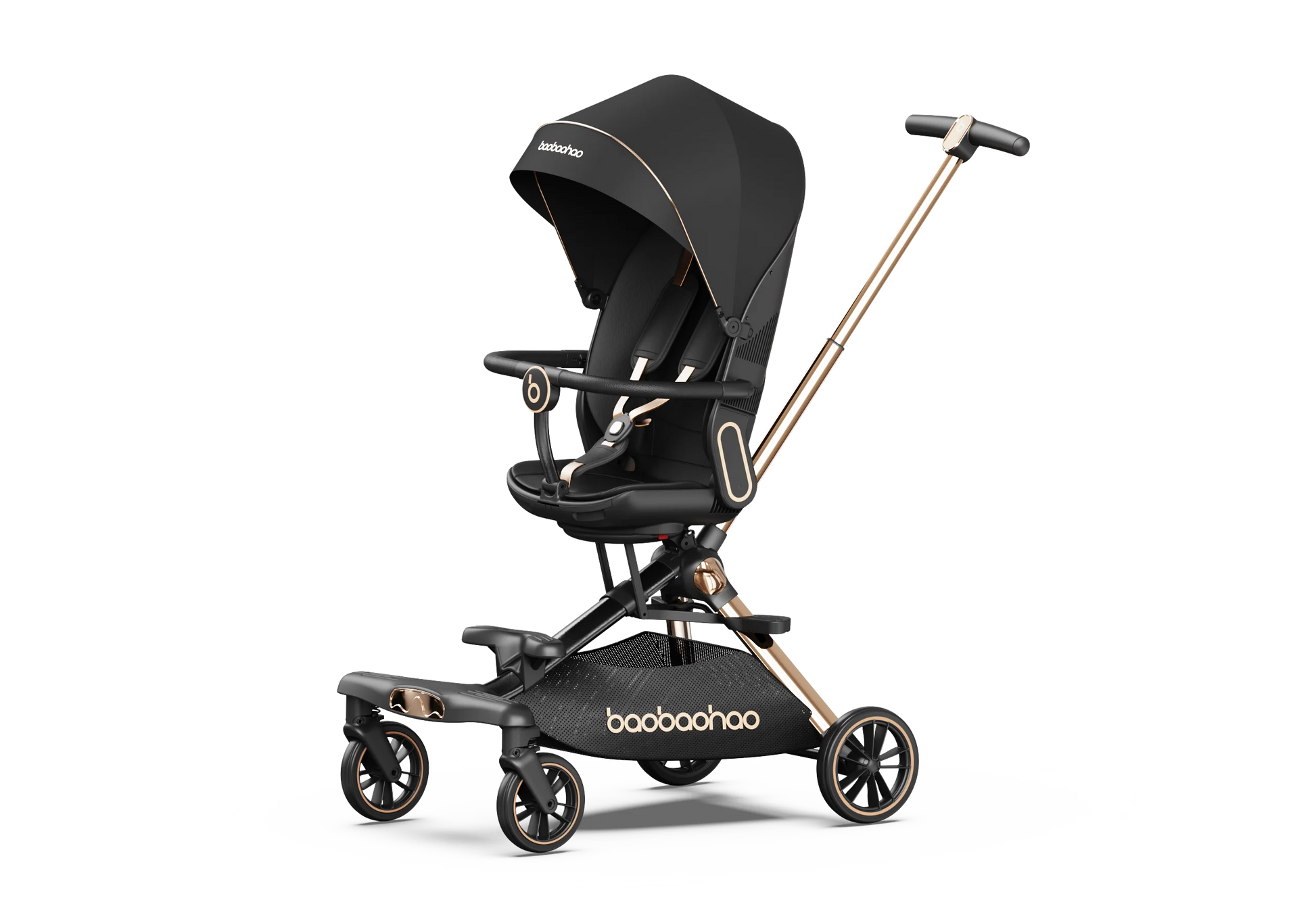 HKM-742291 Luxury Adjustable Leather Foldable Baby Stroller with Double-Sided Design