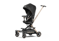 HKM-742291 Luxury Adjustable Leather Foldable Baby Stroller with Double-Sided Design