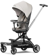 HKM-742291 Luxury Adjustable Leather Foldable Baby Stroller with Double-Sided Design