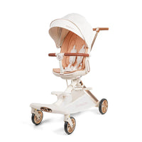 HKM-742291 Luxury Adjustable Leather Foldable Baby Stroller with Double-Sided Design