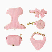 HKM-7423549 Collar Harness Traction Vest for Pets - Adjustable Chest Strap with Leash - Available in Pink, Blue, Light Purple, Red, Rose Red