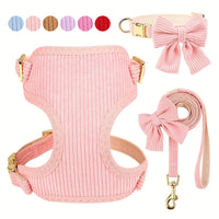 HKM-7423549 Collar Harness Traction Vest for Pets - Adjustable Chest Strap with Leash - Available in Pink, Blue, Light Purple, Red, Rose Red