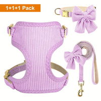 HKM-7423549 Collar Harness Traction Vest for Pets - Adjustable Chest Strap with Leash - Available in Pink, Blue, Light Purple, Red, Rose Red