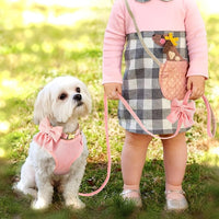 HKM-7423549 Collar Harness Traction Vest for Pets - Adjustable Chest Strap with Leash - Available in Pink, Blue, Light Purple, Red, Rose Red