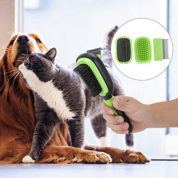HKM-7423677 5-in-1 Grooming Comb Set for Cats and Dogs with Stainless Steel and ABS Materials