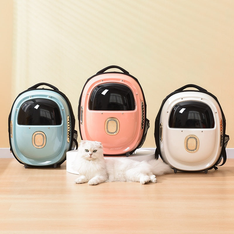 HKM-7424317 Portable Astronaut Cat Backpack with Half Window and Constant Temperature Heating, 15L Capacity, Solid Color Design