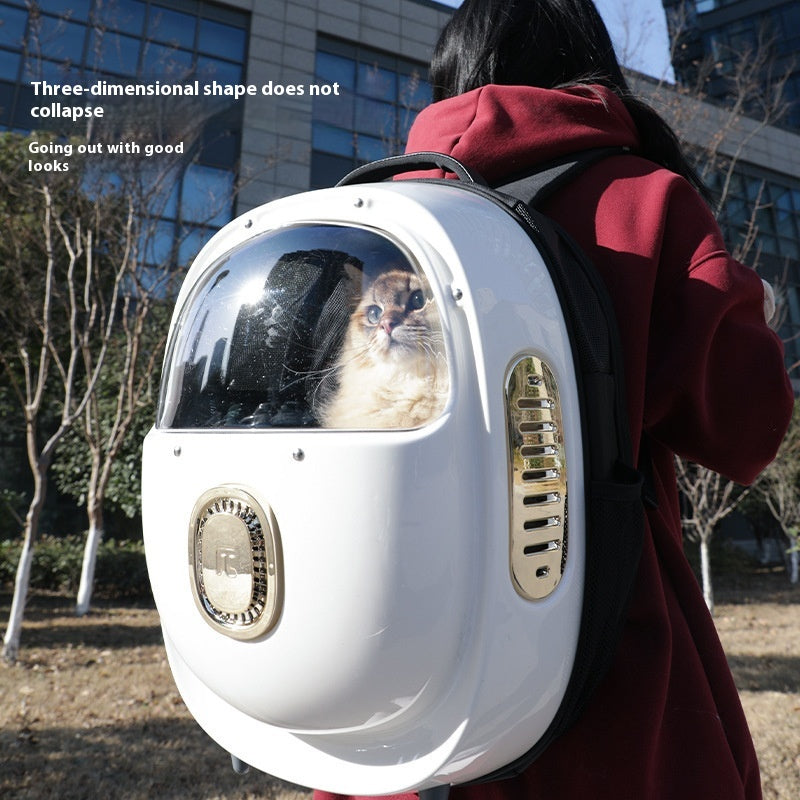 HKM-7424317 Portable Astronaut Cat Backpack with Half Window and Constant Temperature Heating, 15L Capacity, Solid Color Design