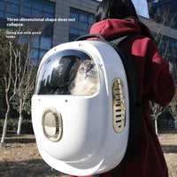 HKM-7424317 Portable Astronaut Cat Backpack with Half Window and Constant Temperature Heating, 15L Capacity, Solid Color Design