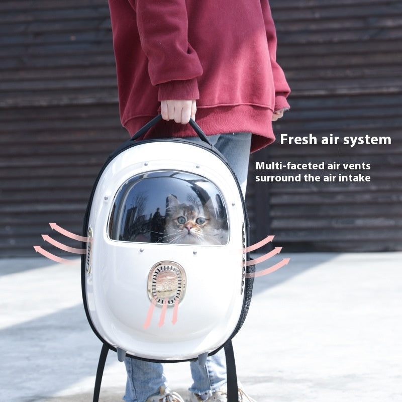 HKM-7424317 Portable Astronaut Cat Backpack with Half Window and Constant Temperature Heating, 15L Capacity, Solid Color Design