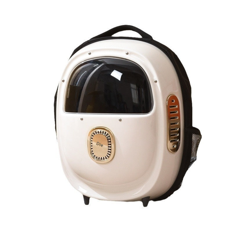 HKM-7424317 Portable Astronaut Cat Backpack with Half Window and Constant Temperature Heating, 15L Capacity, Solid Color Design