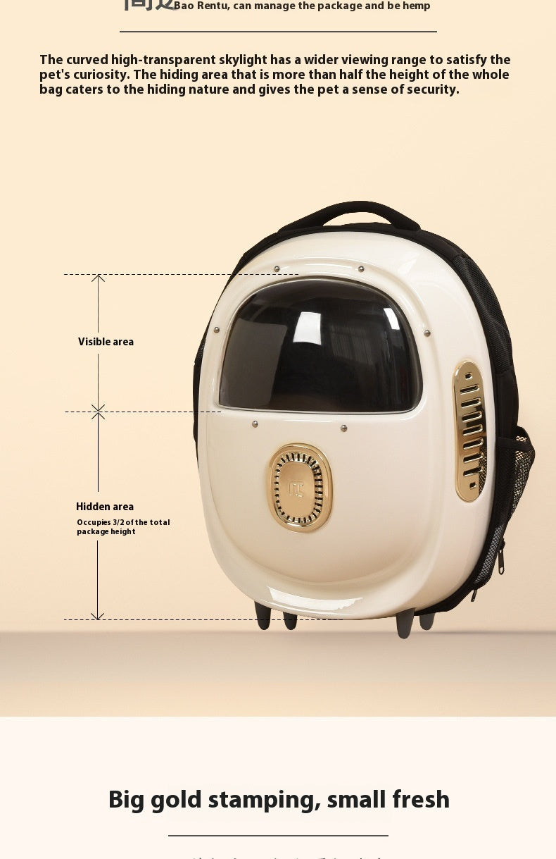 HKM-7424317 Portable Astronaut Cat Backpack with Half Window and Constant Temperature Heating, 15L Capacity, Solid Color Design