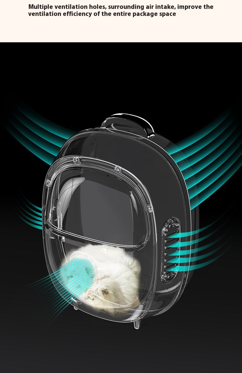HKM-7424317 Portable Astronaut Cat Backpack with Half Window and Constant Temperature Heating, 15L Capacity, Solid Color Design