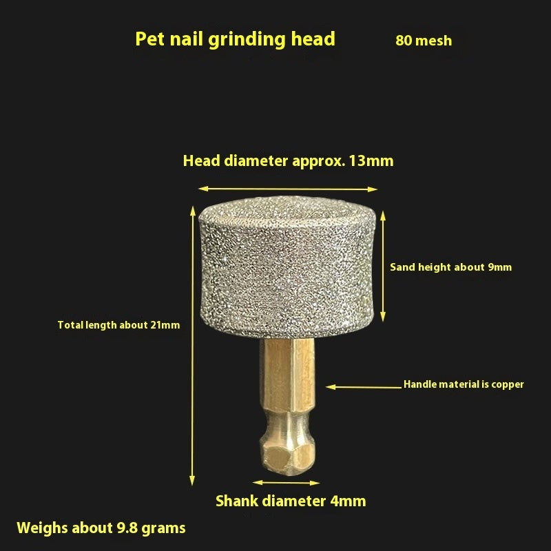HKM-7425853 Pet Nail Grinding Head with Copper Handle ¨C 60 & 80 Mesh Diamond Trimming Tool
