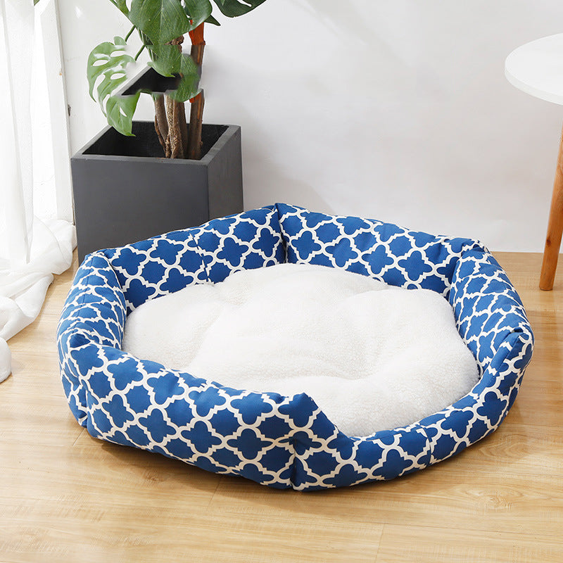 HKM-7426109 Cozy Deerskin Velvet Pet Nest for Medium to Large Dogs - Washable and Durable