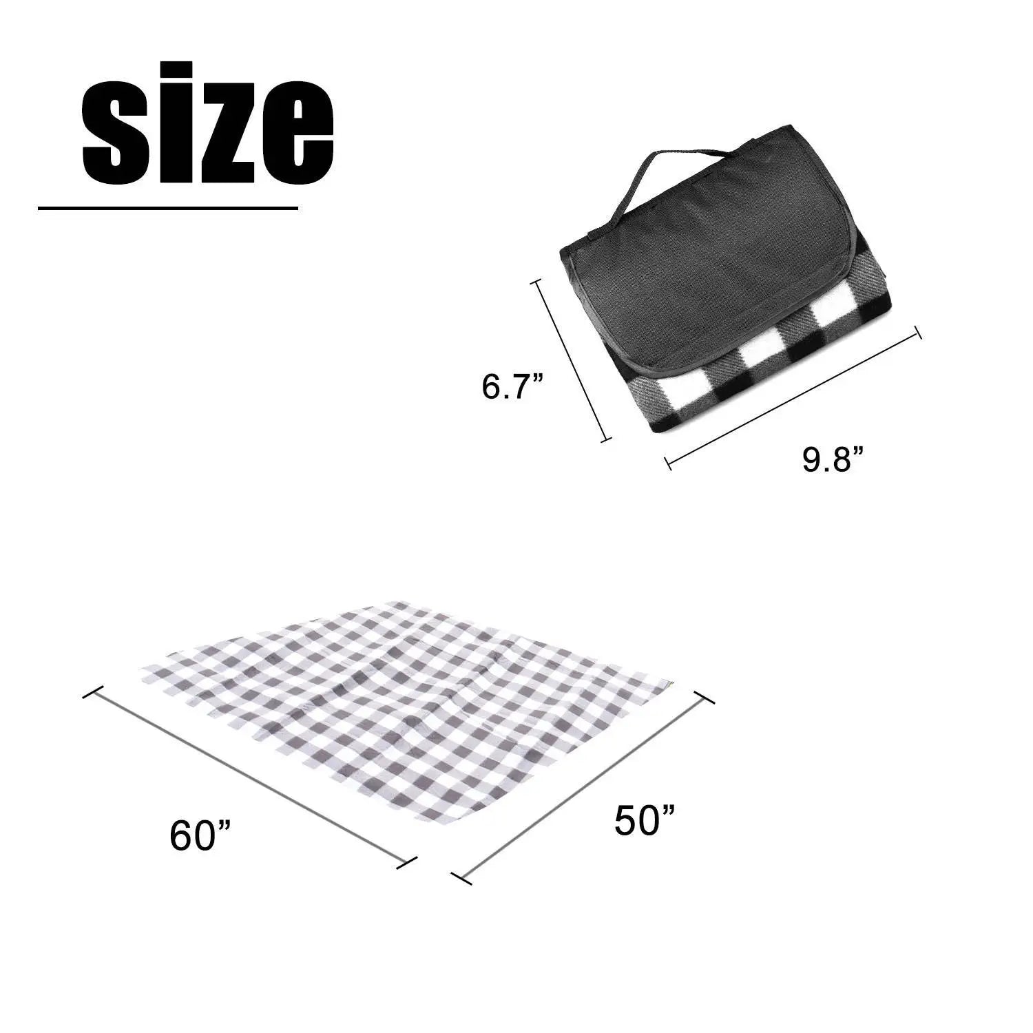 HKM-742611 Large Waterproof Picnic Mat - Thick, Roll-Up, Padded Outdoor Blanket for Beach and Outdoor Use