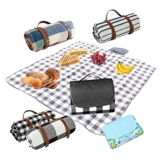 HKM-742611 Large Waterproof Picnic Mat - Thick, Roll-Up, Padded Outdoor Blanket for Beach and Outdoor Use